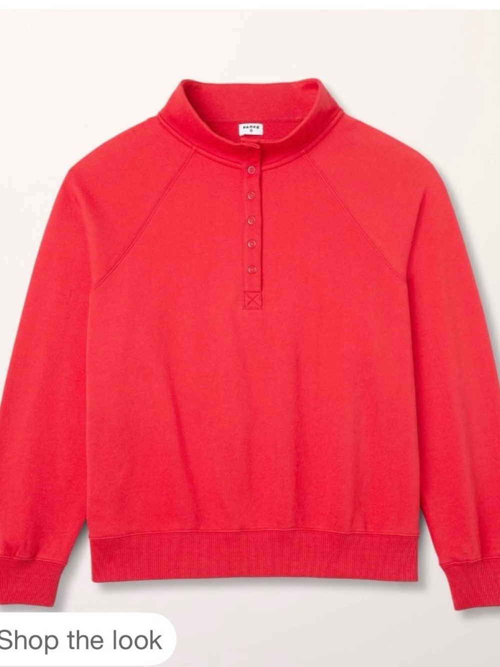 PARKS Red Mock-Neck Button Sweatshirt
